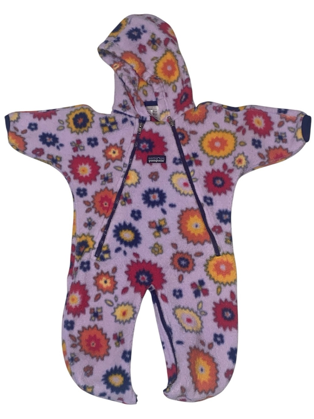 Vintage Patagonia Fleece Floral one piece bodysuit dual zip  sz med 12-16 lb